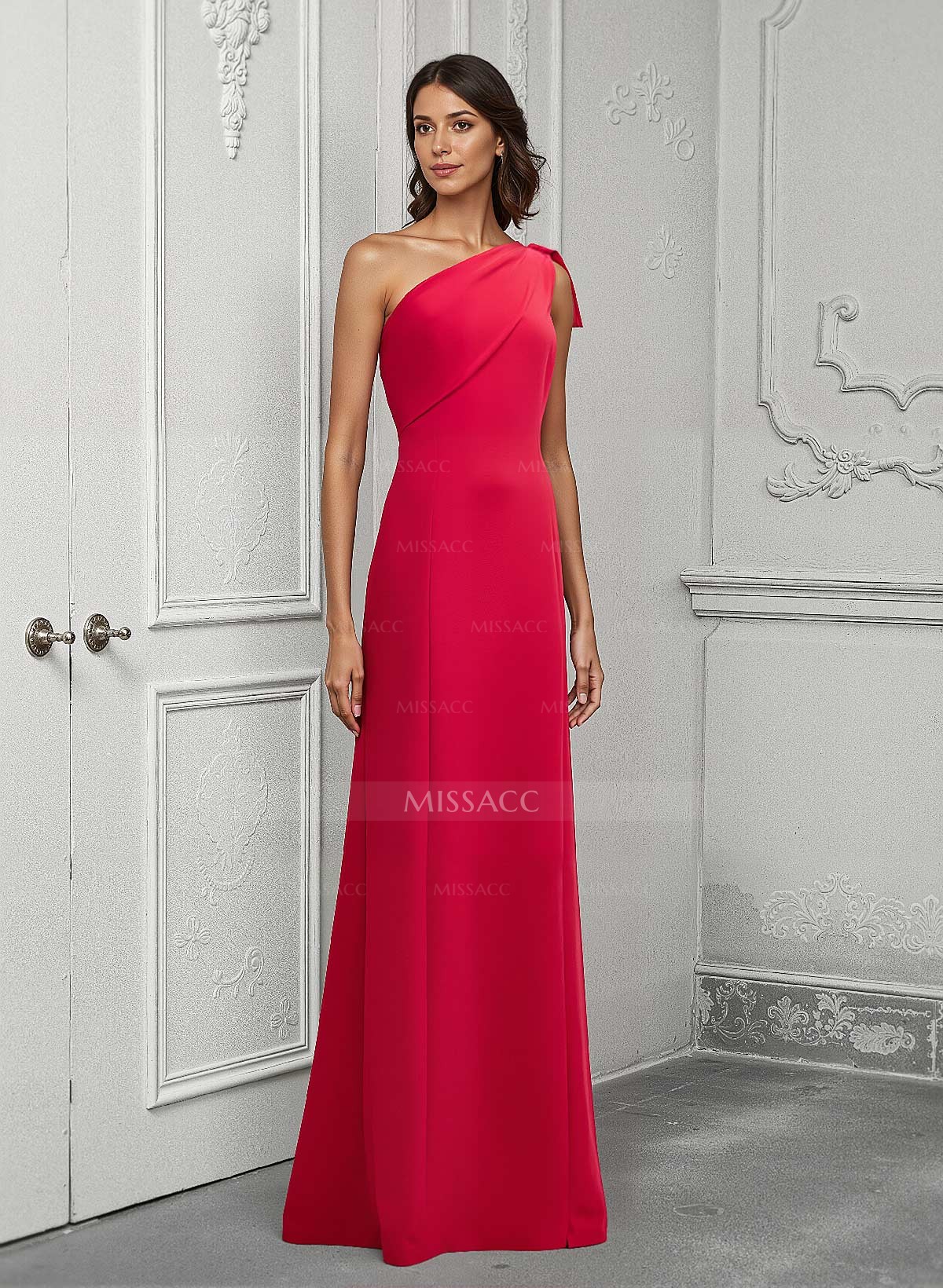 One-Shoulder Elastic Satin Mother Of The Bride Dresses With Bow(s)