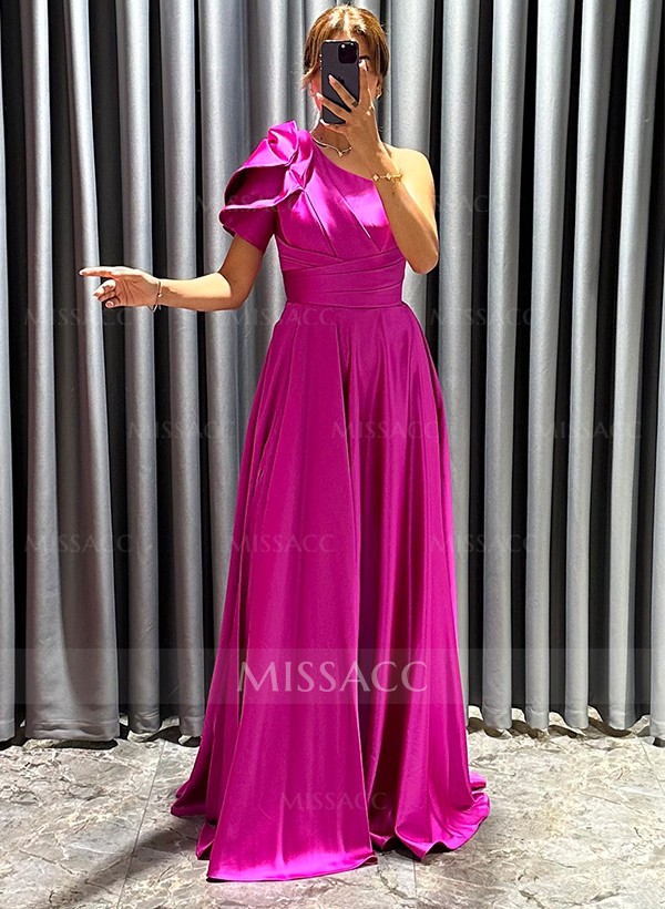 A-Line One-Shoulder Sleeveless Satin Mother Of The Bride Dresses