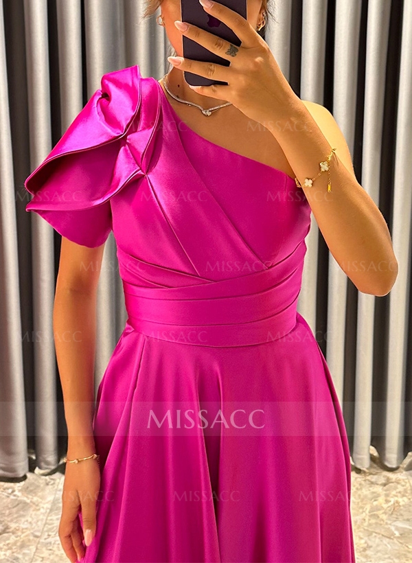 A-Line One-Shoulder Sleeveless Satin Mother Of The Bride Dresses