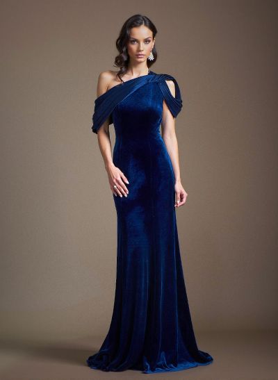 Sheath/Column Asymmetrical Neck Velvet Mother Of The Bride Dresses