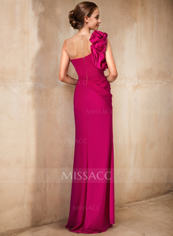 One-Shoulder Sleeveless Elastic Satin Mother Of The Bride Dresses With Split Front