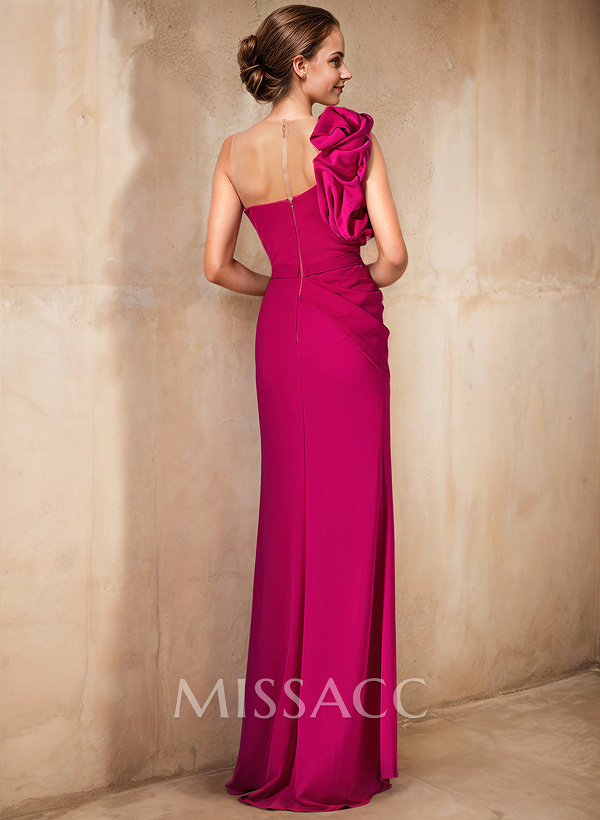 One-Shoulder Sleeveless Elastic Satin Mother Of The Bride Dresses With Split Front