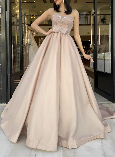 Sweet Ball-Gown Long Sleeves Sweep Train Prom Dresses