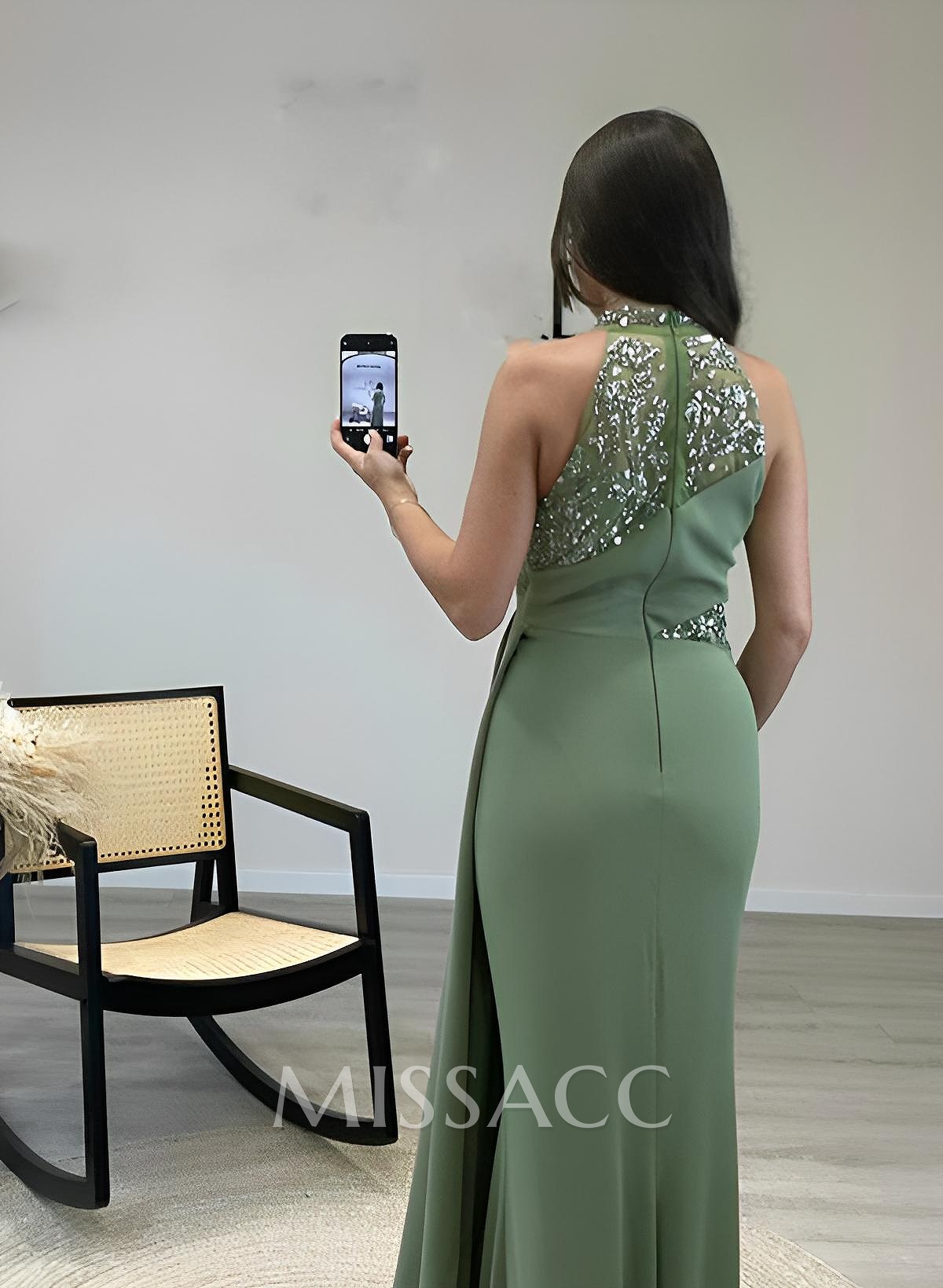 Sheath High Neck Sleeveless Sweep Train Elastic Satin Prom Dresses Sheath High Neck Sleeveless Sweep Train Elastic Satin Prom Dresses