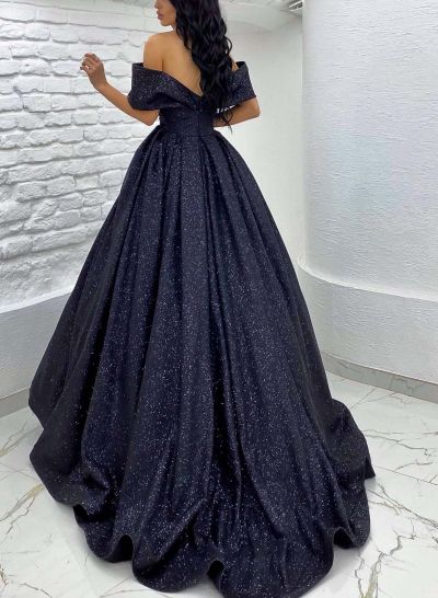Sparkly Sequined Off-The-Shoulder Ball-Gown Prom Dresses