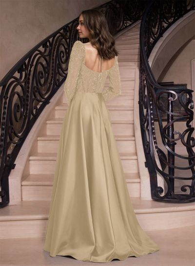 Luxury Illusion Corset Sweetheart Long Sleeves Overskirt Prom Dresses