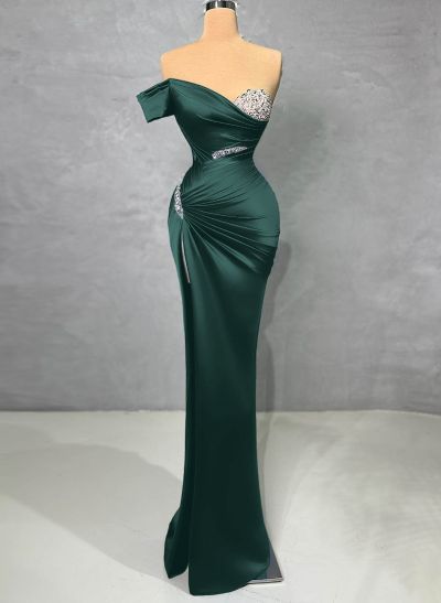 Sparkly Beading Off-The-Shoulder Prom Dresses With High Slit