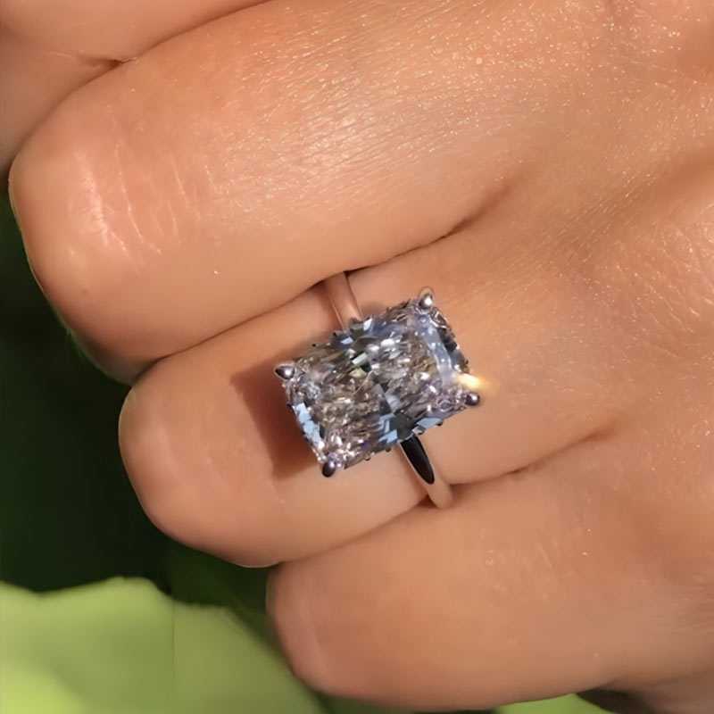 Fancy Radiant Cut Wedding Ring For Women In Sterling Silver