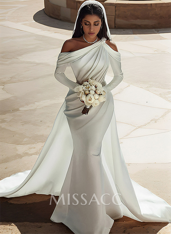 Long Sleeves Trumpet/Mermaid Beading Wedding Dresses Long Sleeves Trumpet/Mermaid Beading Wedding Dresses
