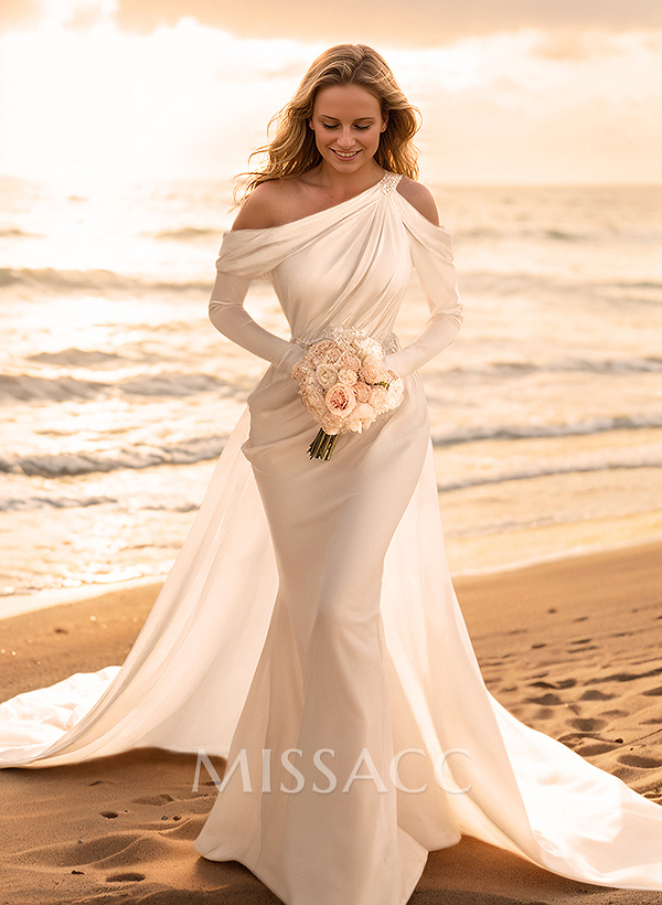 Long Sleeves Trumpet/Mermaid Beading Wedding Dresses Long Sleeves Trumpet/Mermaid Beading Wedding Dresses