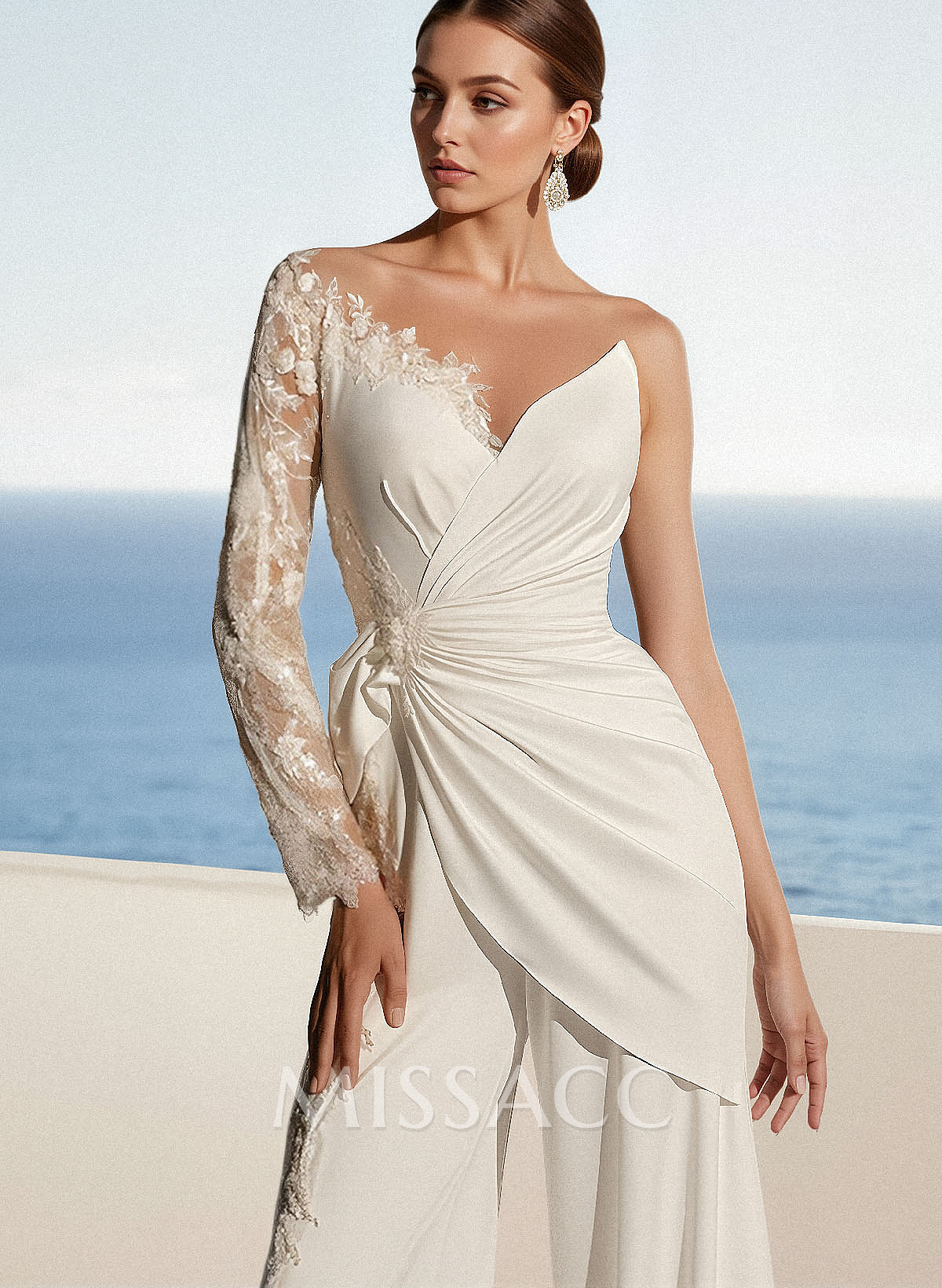 Long Sleeves Floor-Length Wedding Jumpsuit With Appliques Lace Long Sleeves Floor-Length Wedding Jumpsuit With Appliques Lace