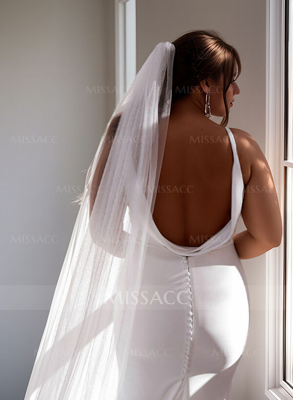 Boho/Beach V-Neck Sleeveless Sweep Train Elastic Satin Wedding Dresses