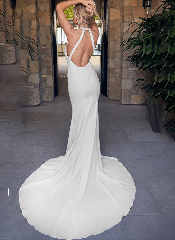 Trumpet/Mermaid Halter Sleeveless Wedding Dresses