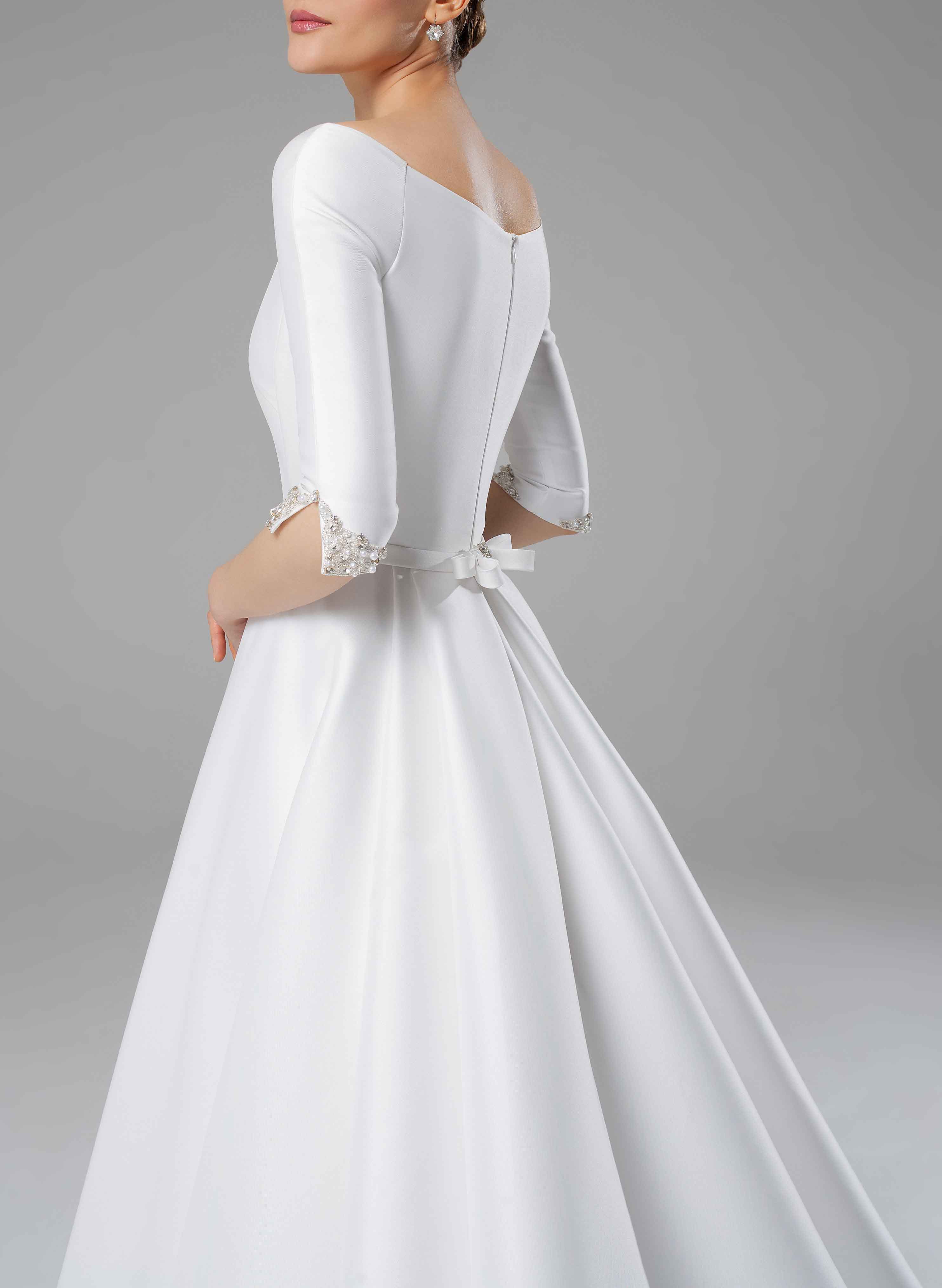 Classic Satin Ball-Gown Wedding Dresses With Beading