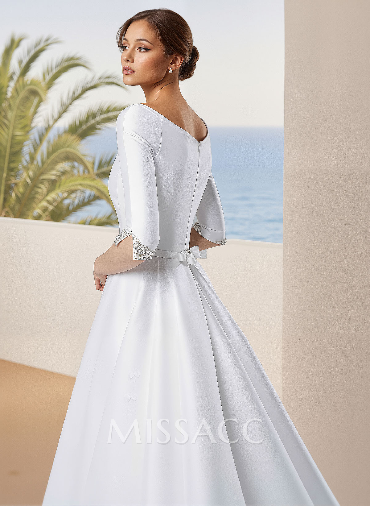 Classic Satin Ball-Gown Wedding Dresses With Beading