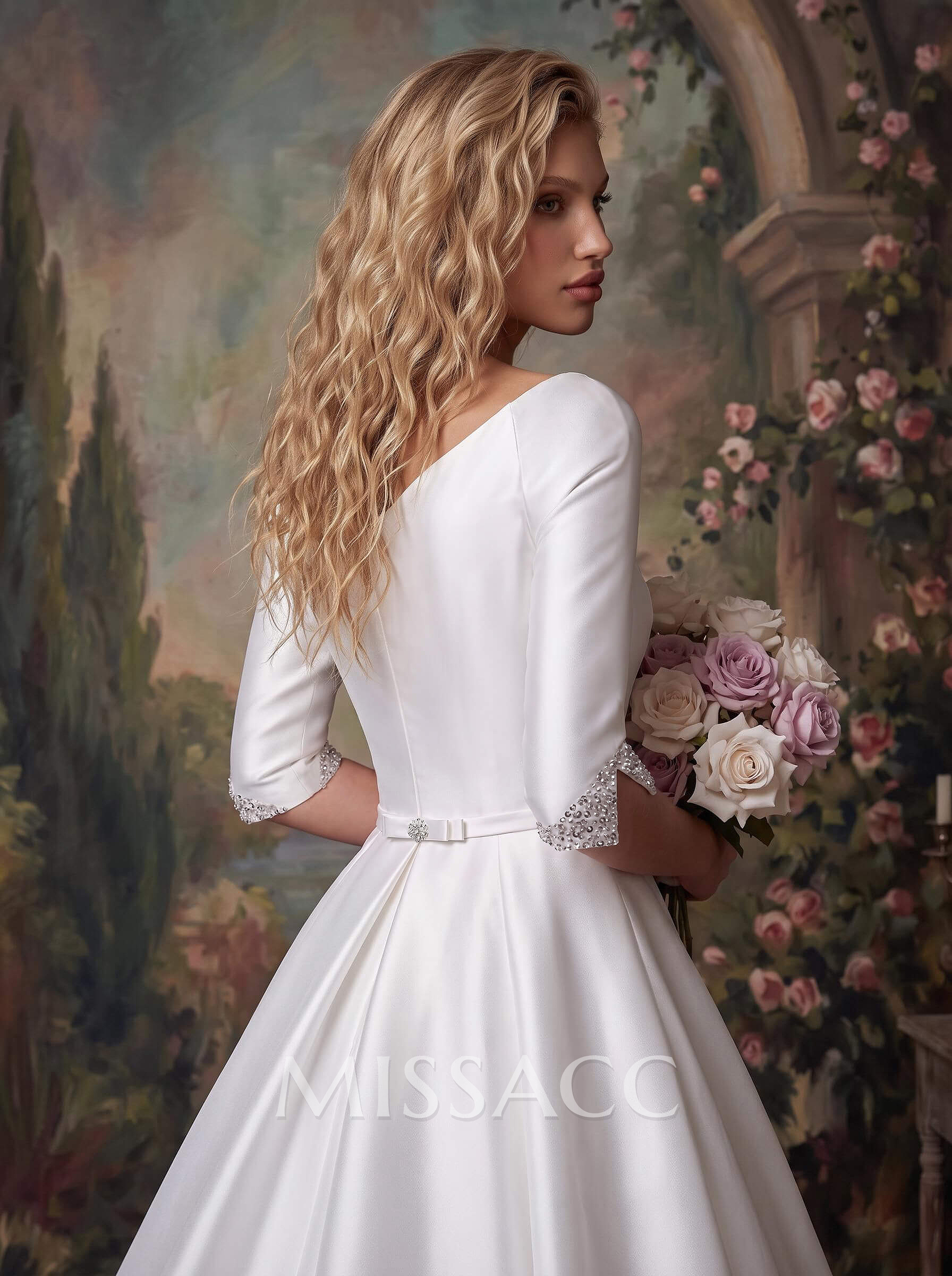 Classic Satin Ball-Gown Wedding Dresses With Beading