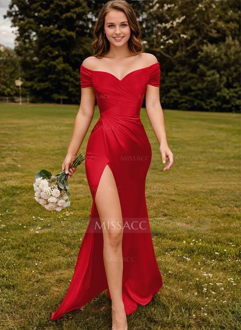 bridesmaid dresses germany V-neck Burgundy Chiffon Long Bridesmaid Dresses with Flounced Sleeves –  loveangeldress main image 0