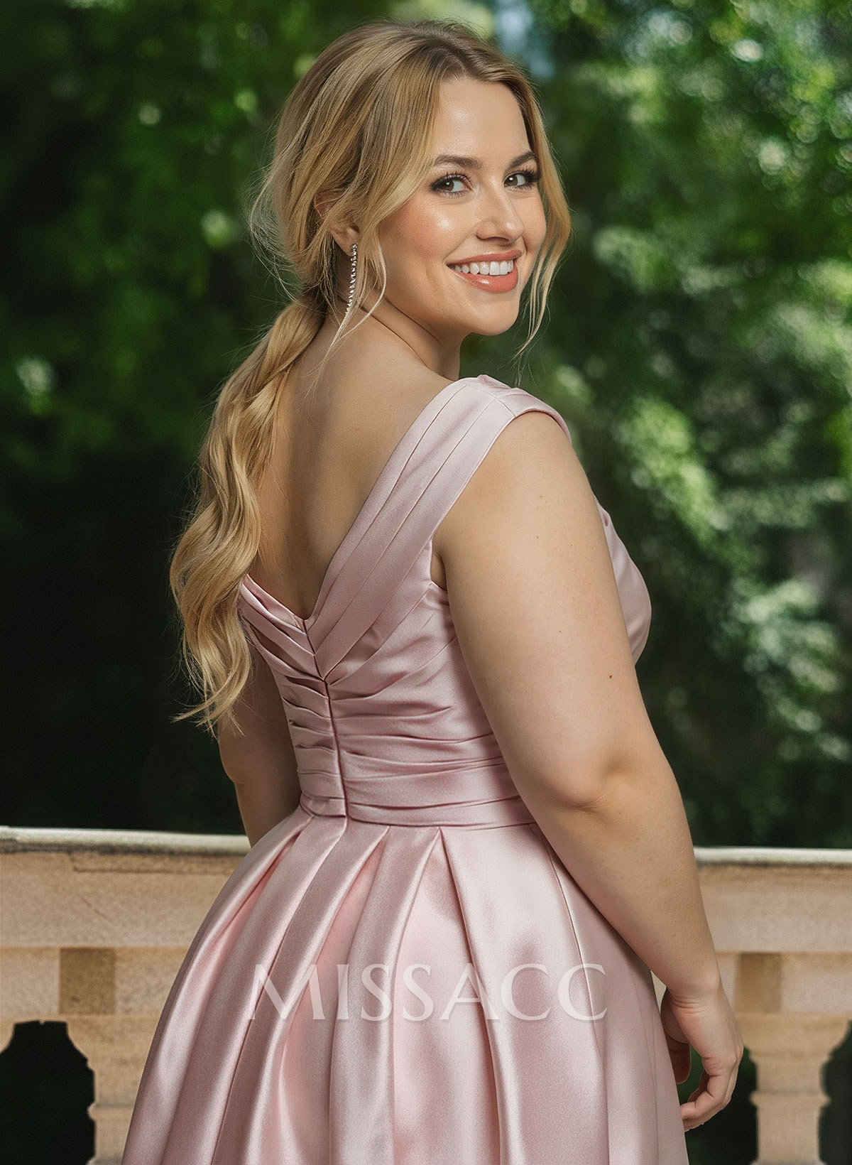 A-Line V-Neck Sleeveless Floor-Length Satin Bridesmaid Dresses With Ruffle A-Line V-Neck Sleeveless Floor-Length Satin Bridesmaid Dresses With Ruffle
