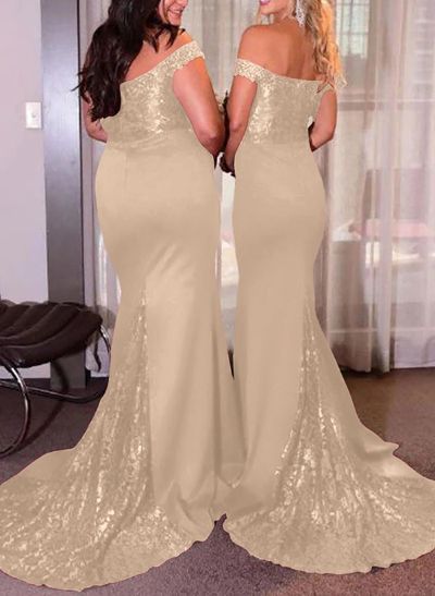 Trumpet/Mermaid Elastic Satin Bridesmaid Dresses With Sequins