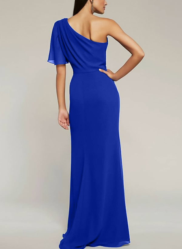 Sheath/Column One-Shoulder Chiffon Bridesmaid Dresses With Split Front