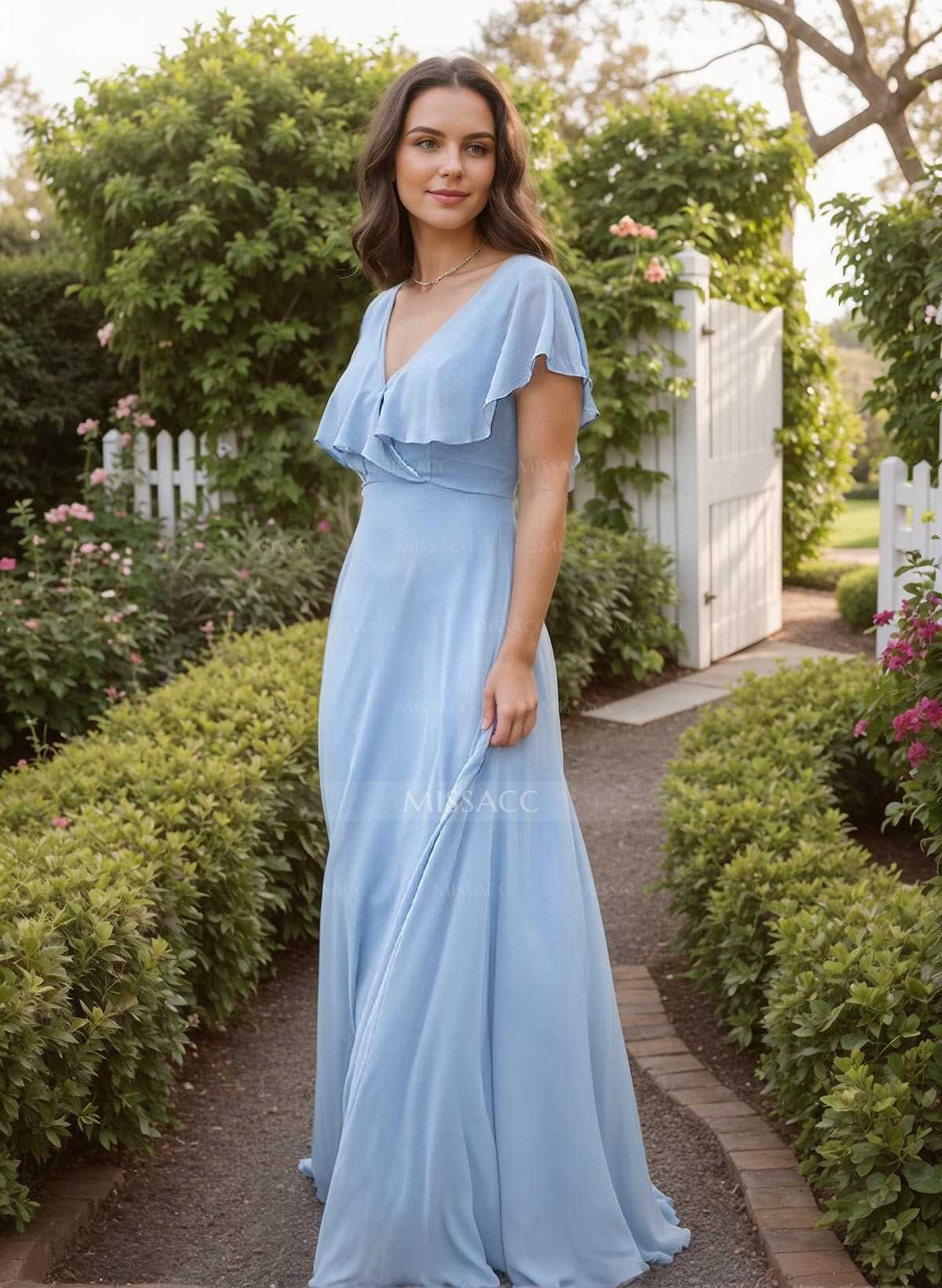 A-Line Sleeveless Floor-Length Chiffon Bridesmaid Dresses