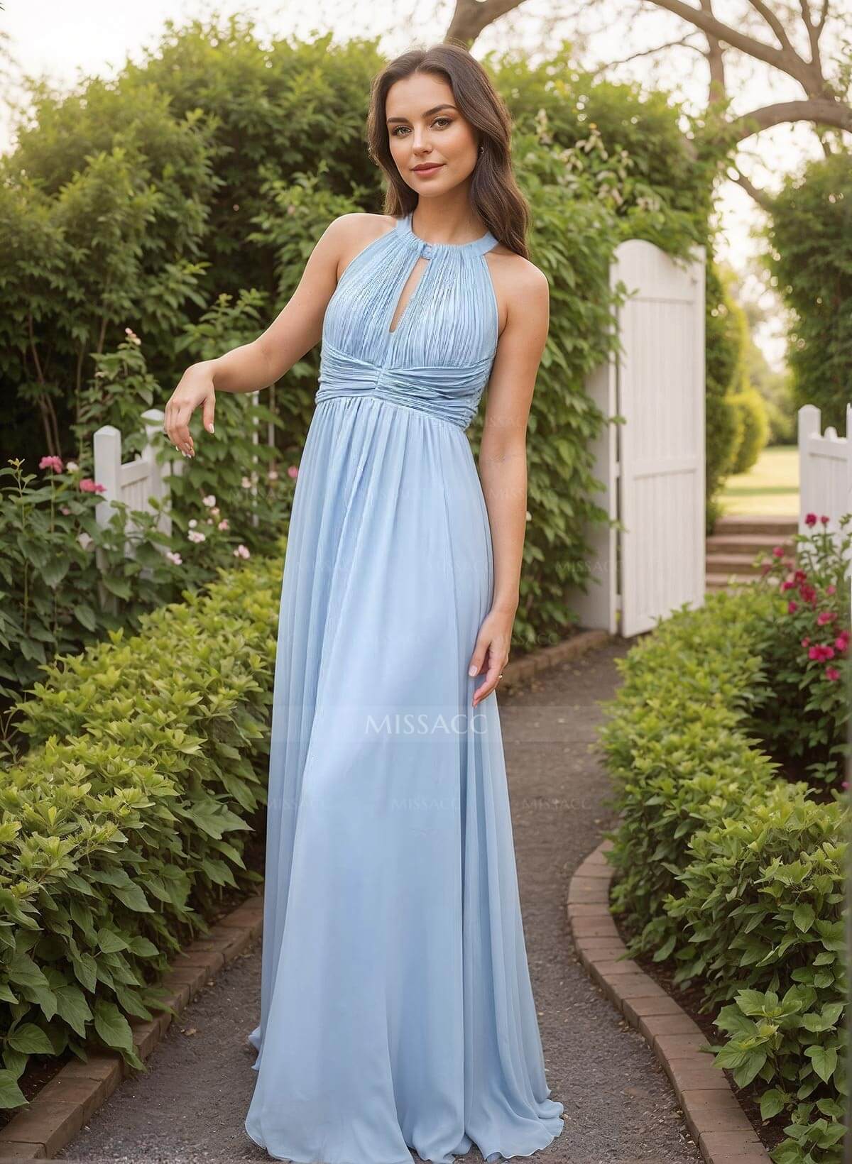 A-Line Sleeveless Floor-Length Chiffon Bridesmaid Dresses