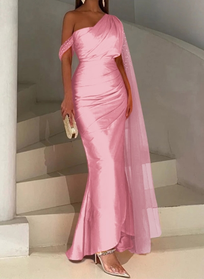 Sheath/Column Asymmetrical Silk Like Satin Bridesmaid Dresses