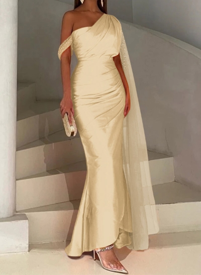Sheath/Column Asymmetrical Silk Like Satin Bridesmaid Dresses