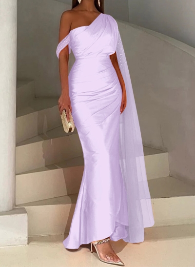 Sheath/Column Asymmetrical Silk Like Satin Bridesmaid Dresses