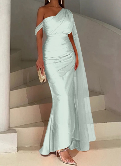 Sheath/Column Asymmetrical Silk Like Satin Bridesmaid Dresses
