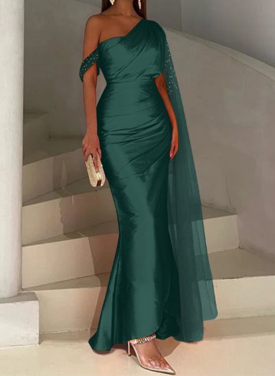 Sheath/Column Asymmetrical Silk Like Satin Bridesmaid Dresses