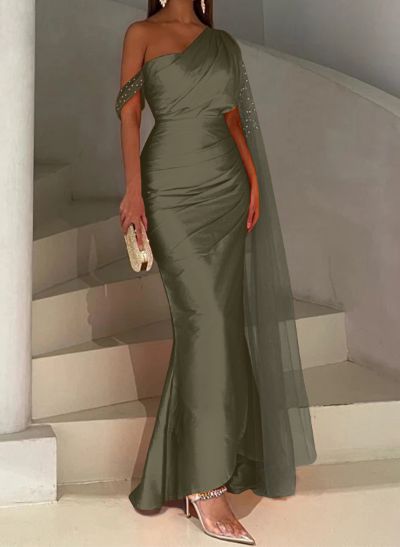 Sheath/Column Asymmetrical Silk Like Satin Bridesmaid Dresses