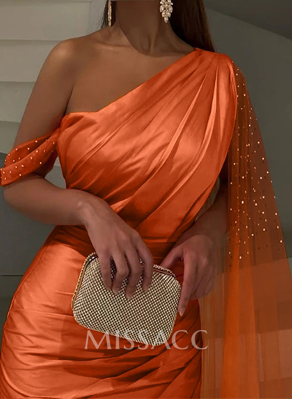 Sheath/Column Asymmetrical Silk Like Satin Bridesmaid Dresses Sheath/Column Asymmetrical Silk Like Satin Bridesmaid Dresses