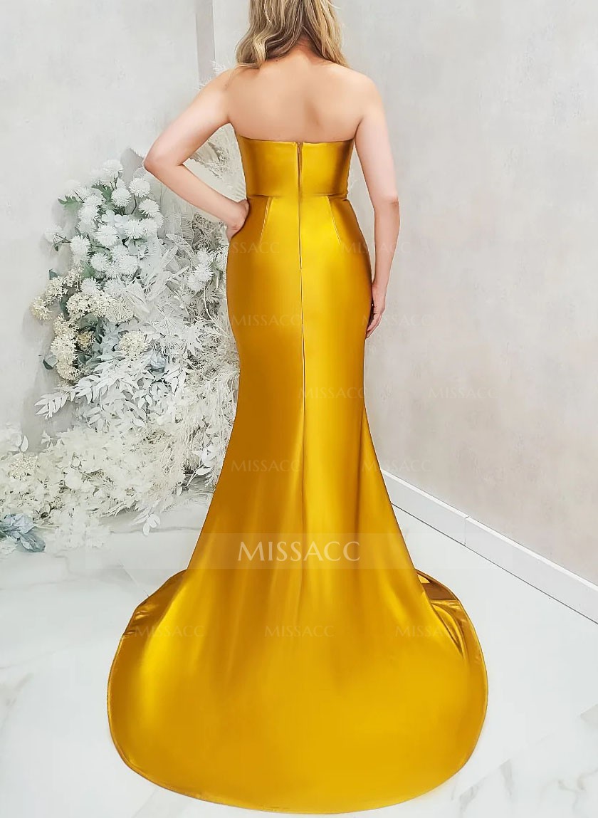 Strapless Silk Like Satin Trumpet/Mermaid Bridesmaid Dresses