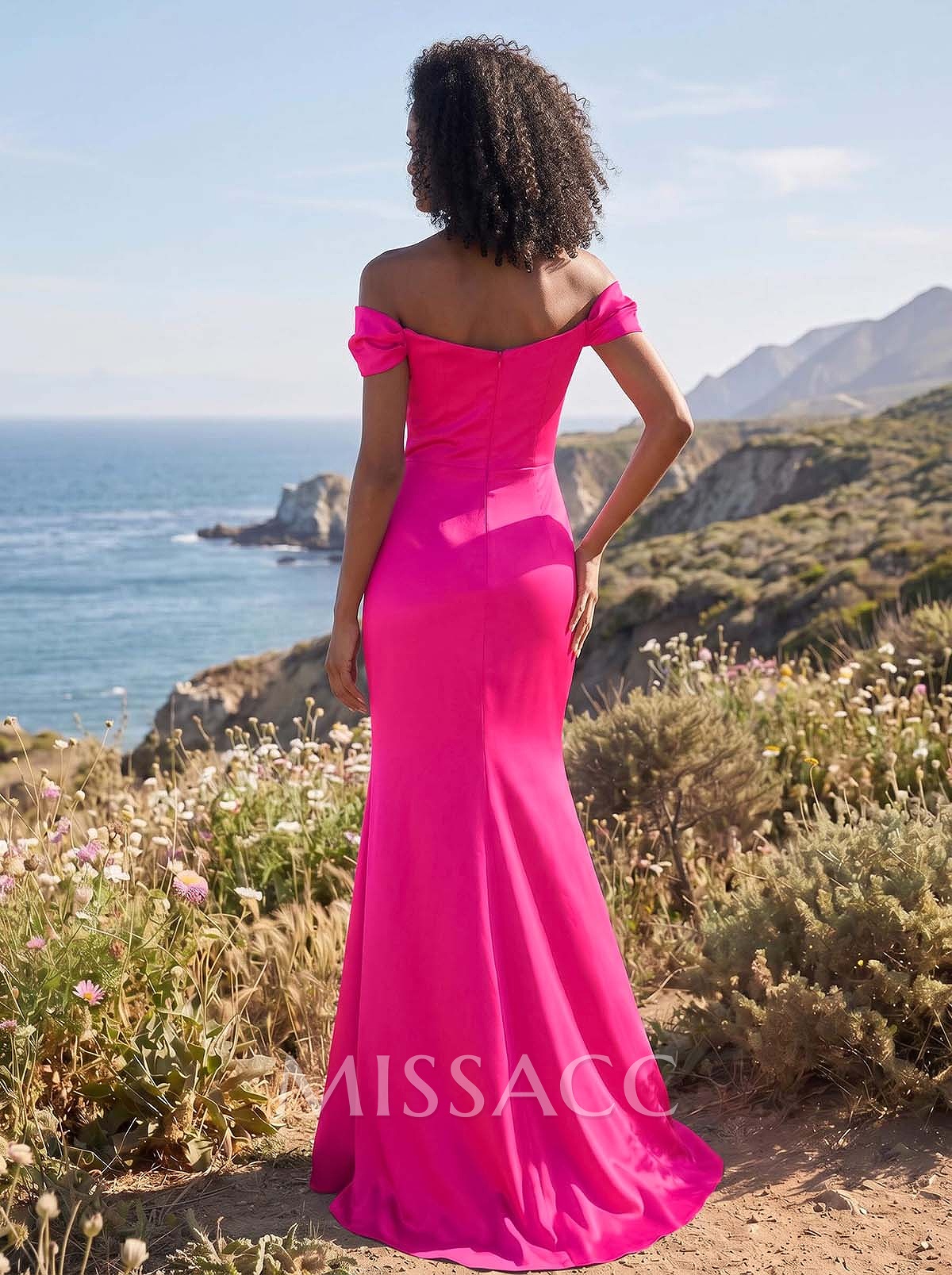 Trumpet/Mermaid Off-The-Shoulder Silk Like Satin Bridesmaid Dresses With Split Front