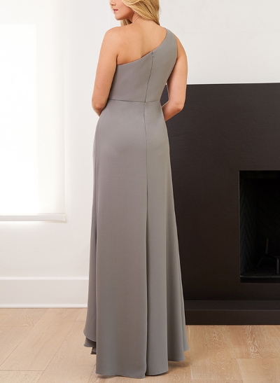 A-Line One-Shoulder Sleeveless Charmeuse Evening Dresses With Ruffle