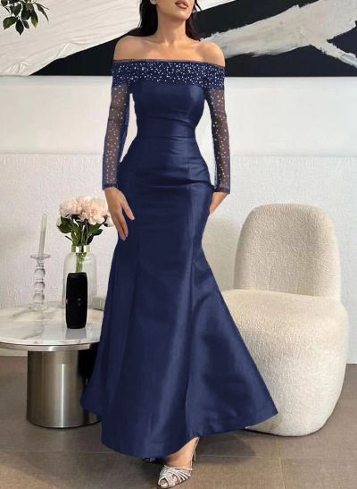 Trumpet/Mermaid Off-The-Shoulder Long Sleeves Sequined Evening Dresses