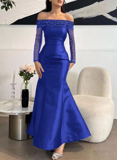 Trumpet/Mermaid Off-The-Shoulder Long Sleeves Sequined Evening Dresses