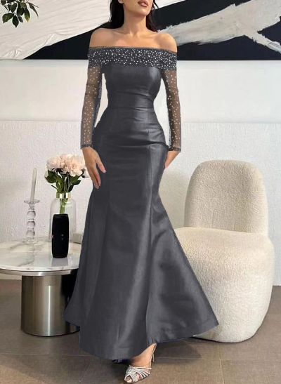 Trumpet/Mermaid Off-The-Shoulder Long Sleeves Sequined Evening Dresses