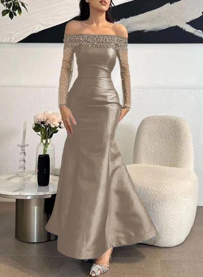 Trumpet/Mermaid Off-The-Shoulder Long Sleeves Sequined Evening Dresses