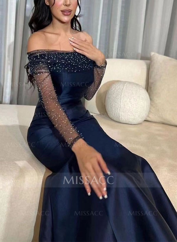 Trumpet/Mermaid Off-The-Shoulder Long Sleeves Sequined Evening Dresses