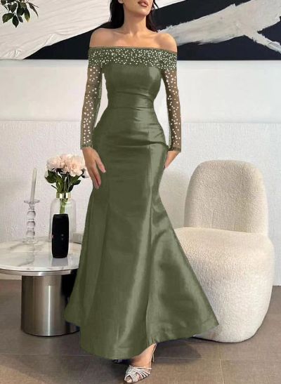 Trumpet/Mermaid Off-The-Shoulder Long Sleeves Sequined Evening Dresses