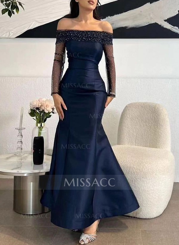 Trumpet/Mermaid Off-The-Shoulder Long Sleeves Sequined Evening Dresses