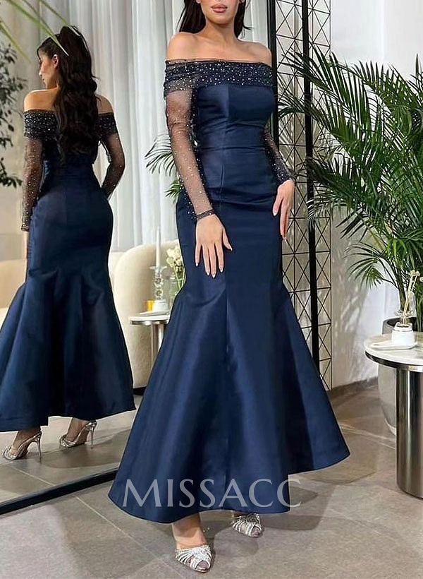 Trumpet/Mermaid Off-The-Shoulder Long Sleeves Sequined Evening Dresses