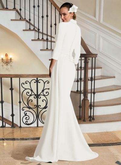 V-Neck Sleeves High Waist Elastic Satin Sheath/Column Evening Dresses V-Neck Sleeves High Waist Elastic Satin Sheath/Column Evening Dresses