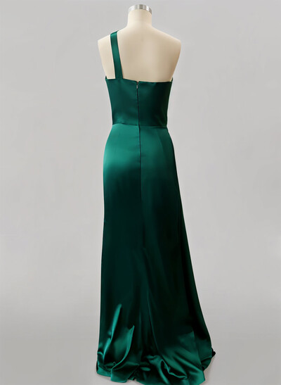 Sheath/Column One-Shoulder Sleeveless Silk Like Satin Evening Dresses