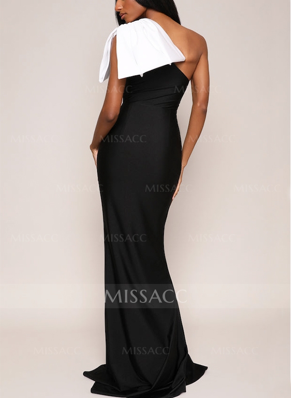 Trumpet/Mermaid One-Shoulder Silk Like Satin Evening Dresses With Bow(s)