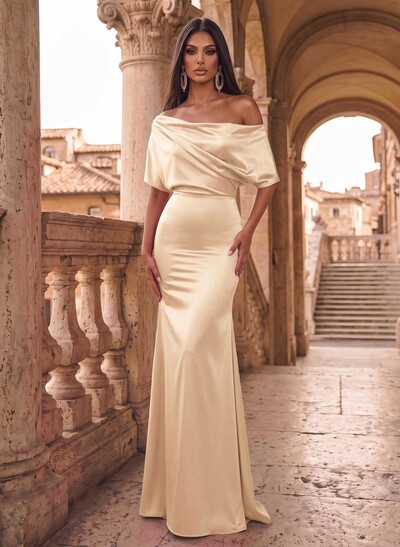 Trumpet/Mermaid Asymmetrical Neck Simple Evening Dresses
