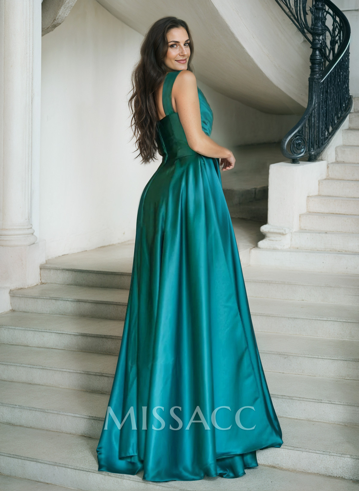 Simple One-Shoulder A-Line Satin Evening Dresses