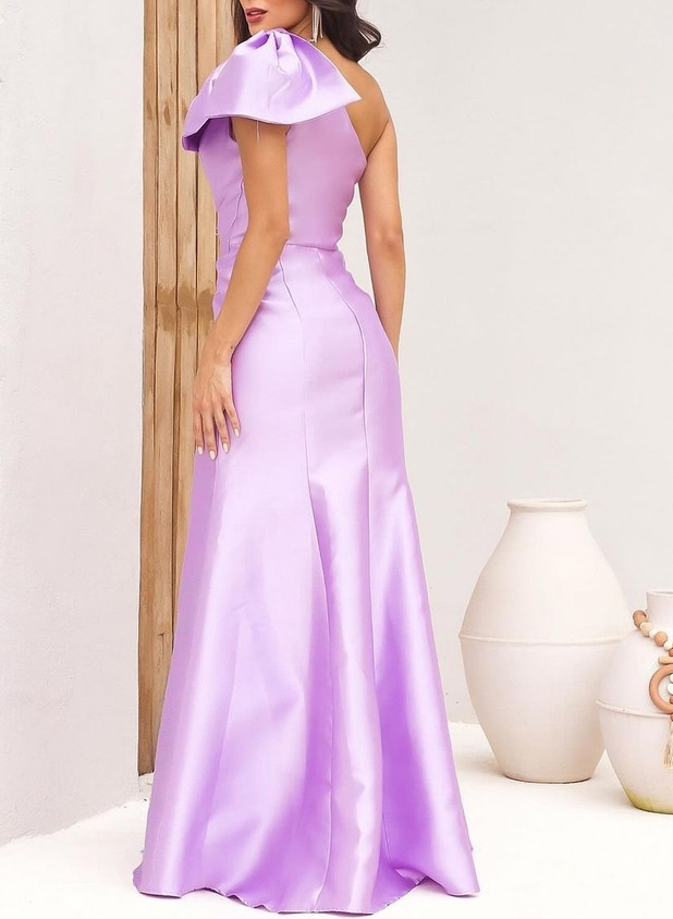 One-Shoulder Satin Trumpet/Mermaid Evening Dresses With Bow